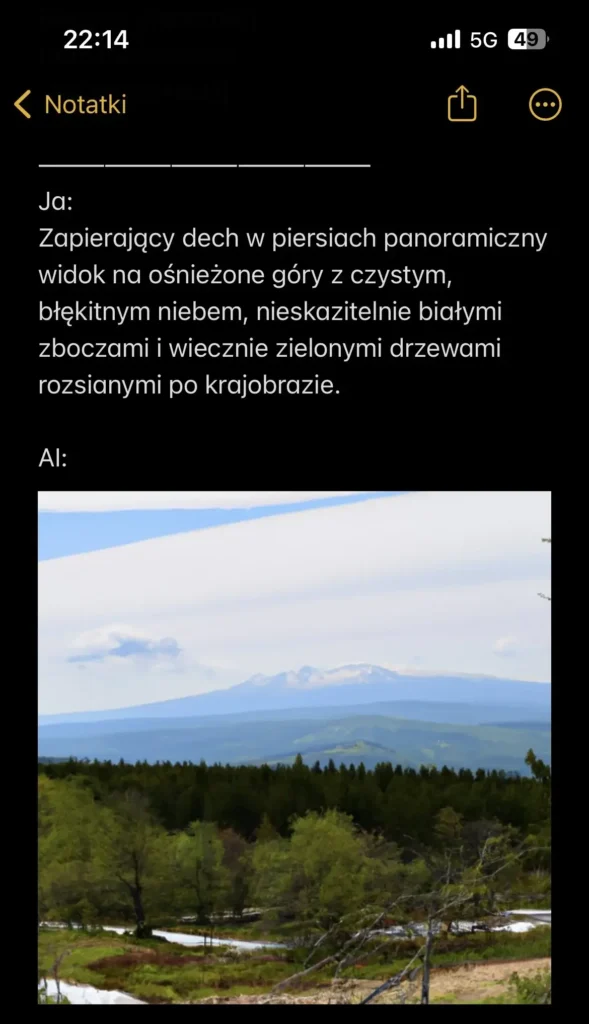 Odpowiedź od AI w notatce - aplikacja na IOS