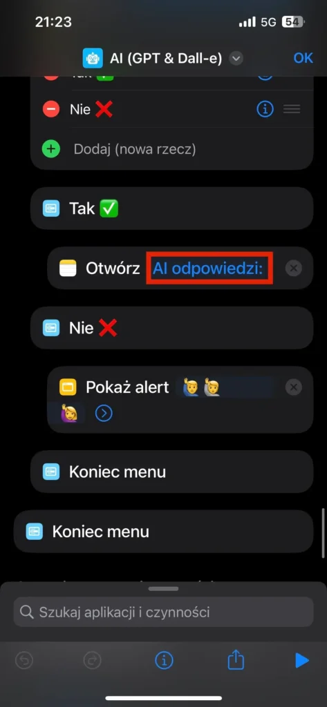 Zmiana domyślnej notatki