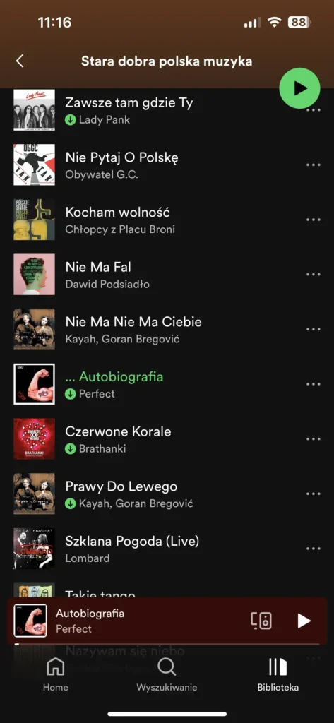 Playlista na Spotify "Stara dobra polska muzyka" wygenerowana przez AI