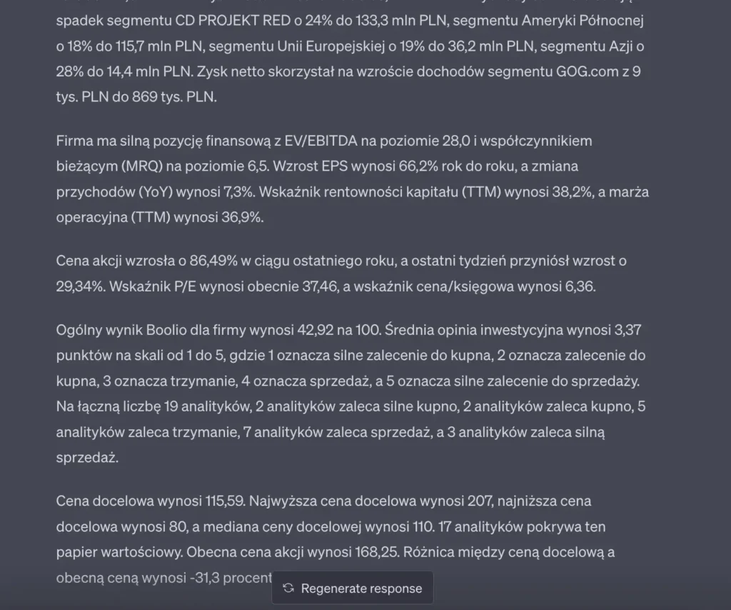 Przykład użycia wtyczki Boolio Invest w ChatGPT Plus - 1