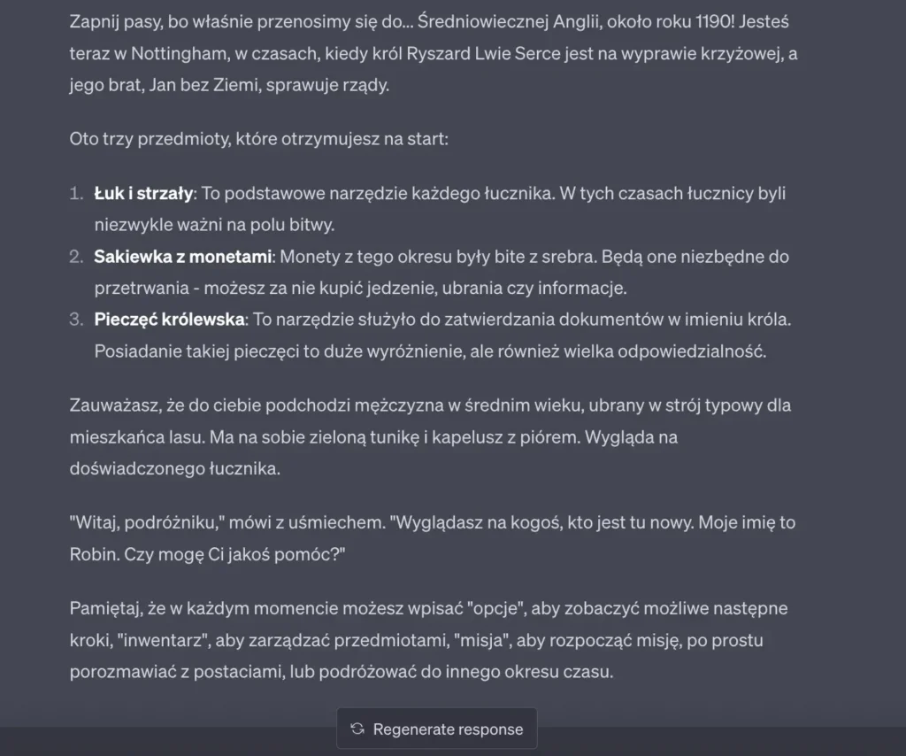 Przykład użycia wtyczki Timeport w ChatGPT Plus - 2